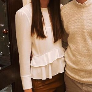 Zara White Top With Ruffles Size S